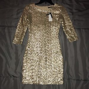 Gold Sequin Mini Dress